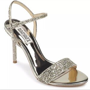 Badgley Mischka Women's Olympia Heeled Sandal size 5 Gold Platino EUC